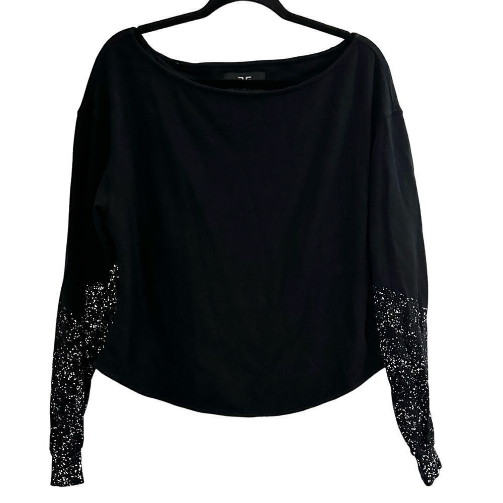 HEROINE SPORT Tracy Anderson Collab Paint Splatter Off Shoulder Sweatshirt Small